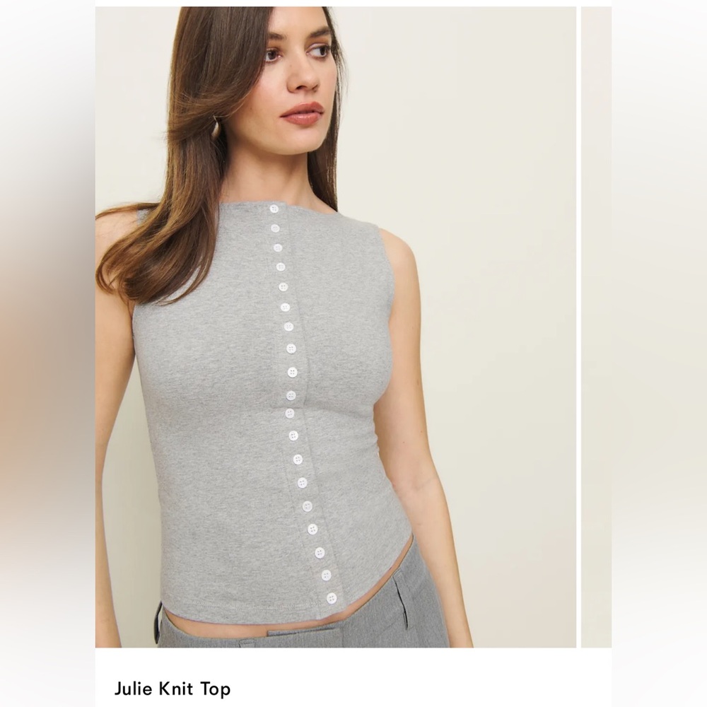 Reformation Julie Knit Top in Heather Grey , Medium